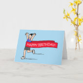 ハッピーバースデーから女子ランナー漫画 カード (黄色い花)