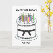 ハッピーバースデーから武術アーティストケーキとキャンドル カード (黄色い花)