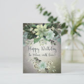 ハッピーバースデーから母 | 水彩多肉性スワッグ ポストカード (スタンド正面)