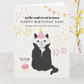 ハッピーバースデーから猫へのパパ カード (黄色い花)