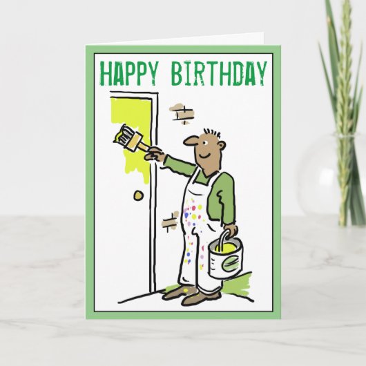 ハッピーバースデーから画家&デコレータ カード (正面)