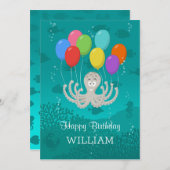 ハッピーバースデーかわいいおもしろいタコ風船 (正面/裏面)