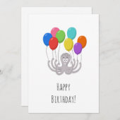 ハッピーバースデーかわいいおもしろいタコ風船 (正面/裏面)