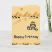 ハッピーバースデーかわいいエジプト犬の長い黒い髪 カード (正面)