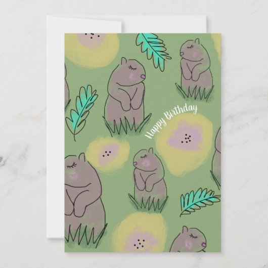 ハッピーバースデーかわいいグラウンドホッグ カード (正面)