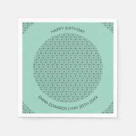 ハッピーバースデーかわいいココナッツツリーシルエット スタンダードカクテルナプキン