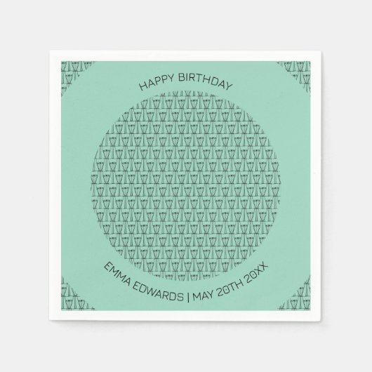 ハッピーバースデーかわいいココナッツツリーシルエット スタンダードカクテルナプキン (正面)