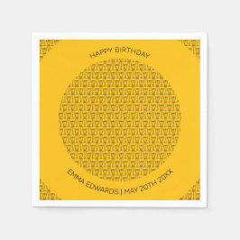 ハッピーバースデーかわいいココナッツツリーシルエット スタンダードカクテルナプキン