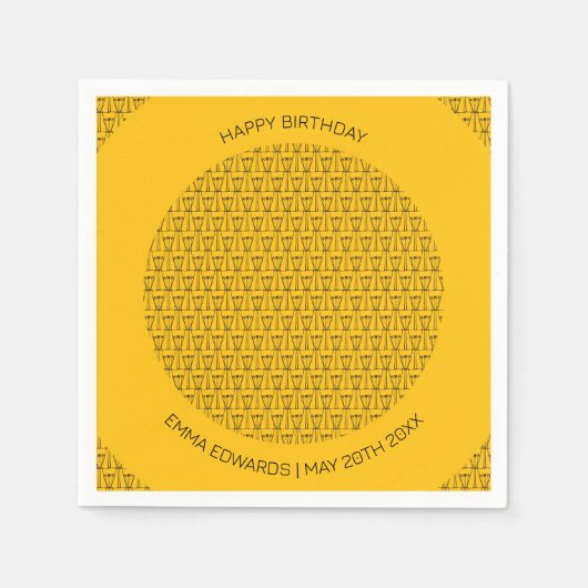 ハッピーバースデーかわいいココナッツツリーシルエット スタンダードカクテルナプキン (正面)