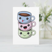 ハッピーバースデーかわいいコーヒーカップ サンキューカード (スタンド正面)