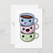 ハッピーバースデーかわいいコーヒーカップ サンキューカード (正面/裏面)