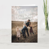 ハッピーバースデーかわいいスクリプトハートフォトカード カード (正面)