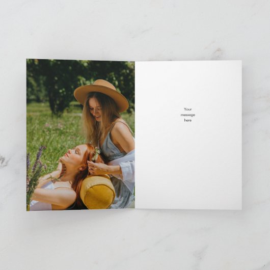 ハッピーバースデーかわいいスクリプトハートフォトカード カード (内部)