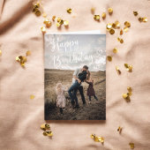 ハッピーバースデーかわいいスクリプトハートフォトカード カード