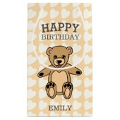 ハッピーバースデーかわいいテディベアとハート スモールペーパーバッグ (裏面)