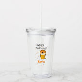 ハッピーバースデーかわいいトラ名前をカスタムするグレー アクリルタンブラー (正面)