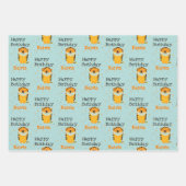 ハッピーバースデーかわいいトラ名前をカスタムする ラッピングペーパーシート (正面3)