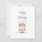 ハッピーバースデーかわいいドードルケーキカード (正面)