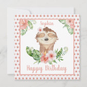 ハッピーバースデーかわいいナマケモノの女の子名 カード (正面)