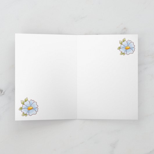 ハッピーバースデーかわいいハチとバルーンブルーの挨拶 カード (内部)