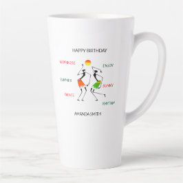 ハッピーバースデーかわいいハッピネスダンス カフェラテマグ