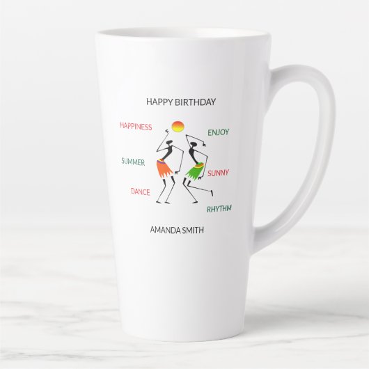 ハッピーバースデーかわいいハッピネスダンス カフェラテマグ (右)