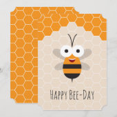 ハッピーバースデーかわいいハニービーハニカムカード (正面/裏面)