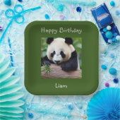 ハッピーバースデーかわいいパンダ ペーパープレート (パーティー)