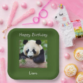 ハッピーバースデーかわいいパンダ ペーパープレート (パーティー)