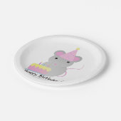 ハッピーバースデーかわいいパーティマウス ペーパープレート (アングル)