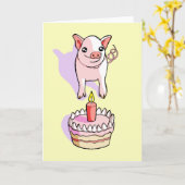 ハッピーバースデーかわいいピグレットスケッチカード カード (黄色い花)