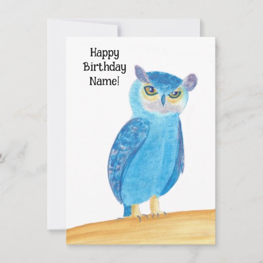 ハッピーバースデーかわいいフクロウのグリーティングカード (正面)