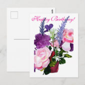 ハッピーバースデーかわいいフローラカード ポストカード (正面/裏面)