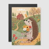 ハッピーバースデーかわいいヘッジホッグ磁気カード (正面/裏面)