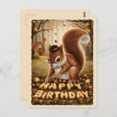 ハッピーバースデーかわいいヴィンテージリス ポストカード (正面/裏面)