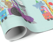 ハッピーバースデーかわいい動物の列車 ラッピングペーパー (ロールコーナー)