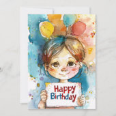 ハッピーバースデーかわいい女の子（バルーンあり） シーズンカード (正面)