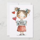 ハッピーバースデーかわいい女の子(バルーンあり) シーズンカード (正面)
