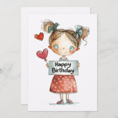 ハッピーバースデーかわいい女の子(バルーンあり) シーズンカード (正面/裏面)