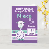 ハッピーバースデーかわいい姪の任意のエイジングパープルグリーン カード (黄色い花)