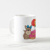 ハッピーバースデーかわいい子犬と風船とケーキ コーヒーマグカップ (正面左)
