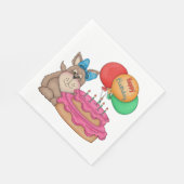 ハッピーバースデーかわいい子犬と風船とケーキ スタンダードランチョンナプキン (角)