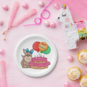 ハッピーバースデーかわいい子犬と風船とケーキ ペーパープレート (パーティー)