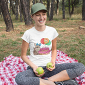 ハッピーバースデーかわいい子犬と風船とケーキ Tシャツ