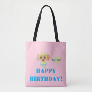 ハッピーバースデーかわいい子犬のトート トートバッグ