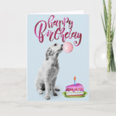 ハッピーバースデーかわいい子犬ゴールデンレトリバーバブル カード (正面)