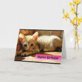 ハッピーバースデーかわいい子猫 カード (黄色い花)