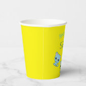 ハッピーバースデーかわいい弾みのある青い子猫イエロー 紙コップ (右)