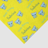 ハッピーバースデーかわいい弾みのある青い子猫イエロー 薄葉紙