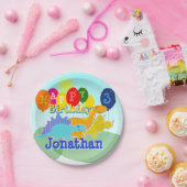 ハッピーバースデーかわいい恐竜の風船 ペーパープレート (パーティー)